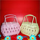Pink And Beige Ladies Handbags from Cotton and Silk Thailand