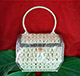 Silver and white classic oblong handbag wicker woven