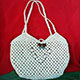 White/Cream Shoulder bag with coconut motif by Cotton And Silk Thailand