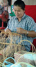 Hand Weaving A New Basket For Cotton And Silk Thailand