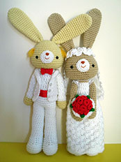 The Ultimate Wedding Gift, Mr and Mrs Rabbit Standing 60cm Tall From Cotton And Silk Thailand